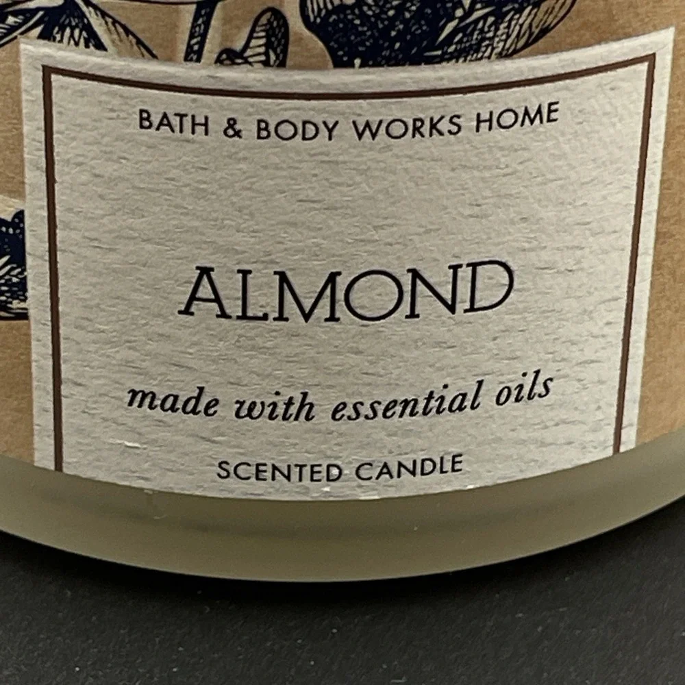 Bath & Body Works Almond 3-Wick Scented Candle 14.5 oz Sandalwood Essential Oil‎ - Picture 3 of 5